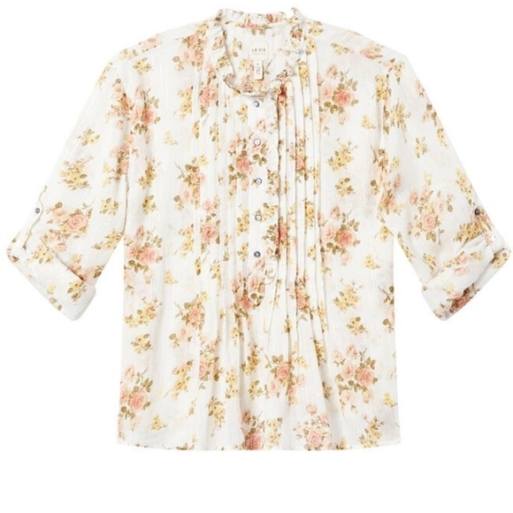 La Vie Rebecca Taylor Madeleine Floral Top Medium - Picture 2 of 12